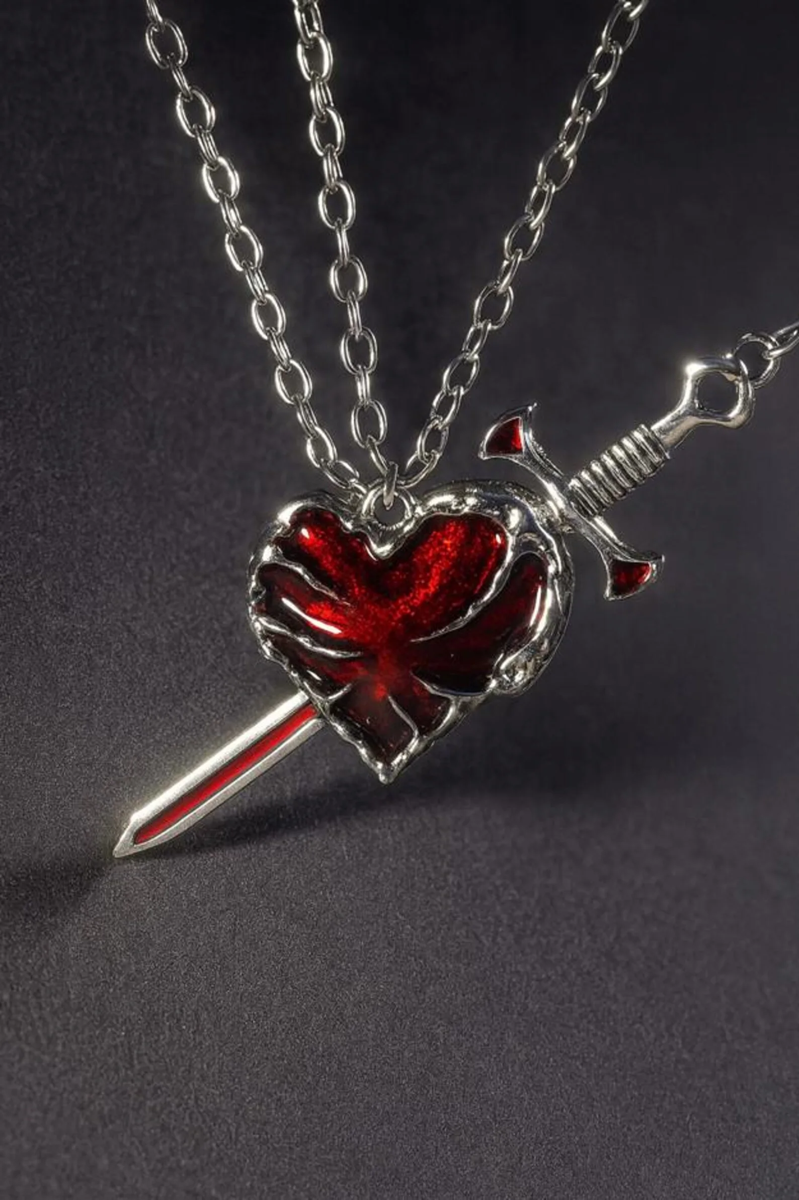 Gothic Heart and Sword Necklace