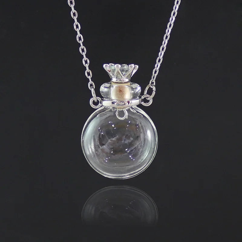 Clear Heart Bottle Essential Oil Pendant