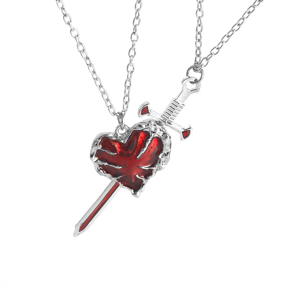Gothic Heart and Sword Necklace
