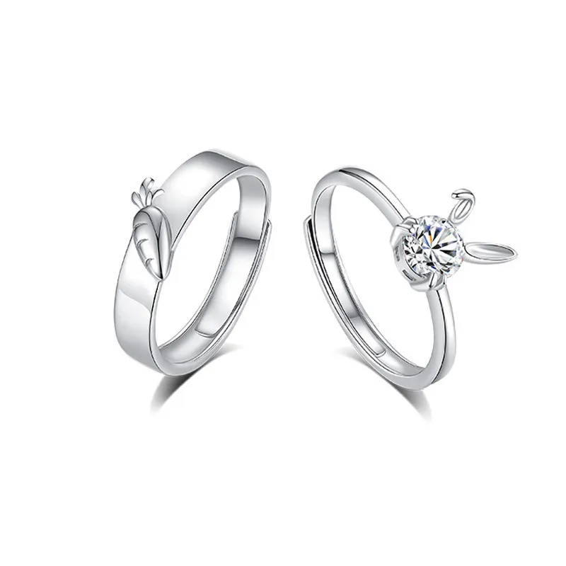 🐰 Rabbit & Carrot Matching Couple Rings