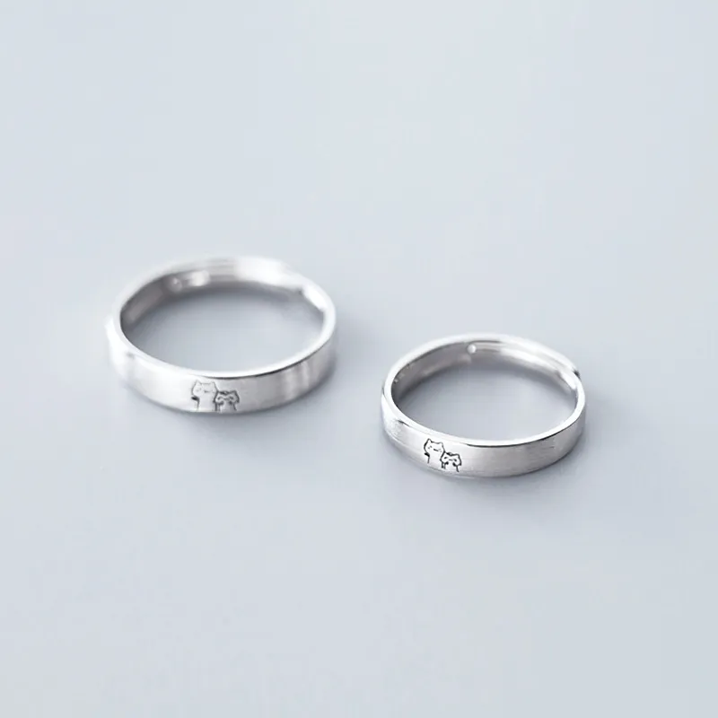 Romantic Matching Cat Rings – Adjustable Jewelry Gift for Couples & Feline Fans
