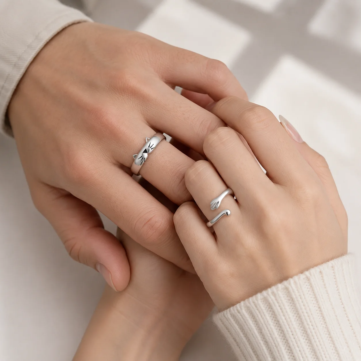 Cat Couple Rings