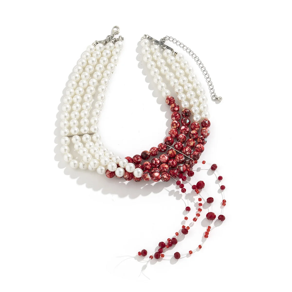 Bite Mark Blood Pearl Necklace Hoop Choker