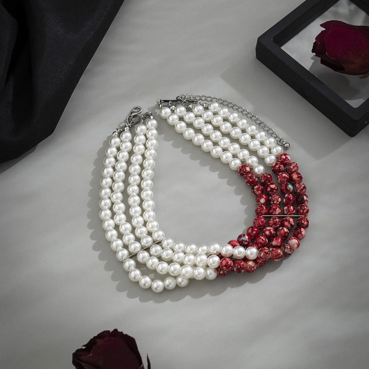 Bite Mark Blood Pearl Necklace Hoop Choker