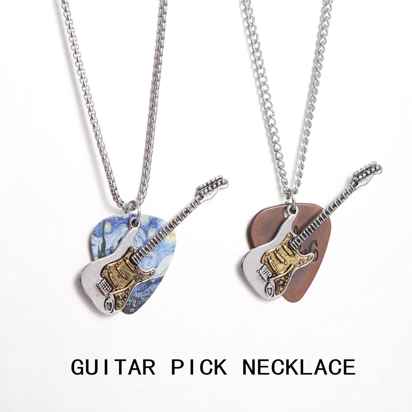Retro Electric Guitar Pick Necklace