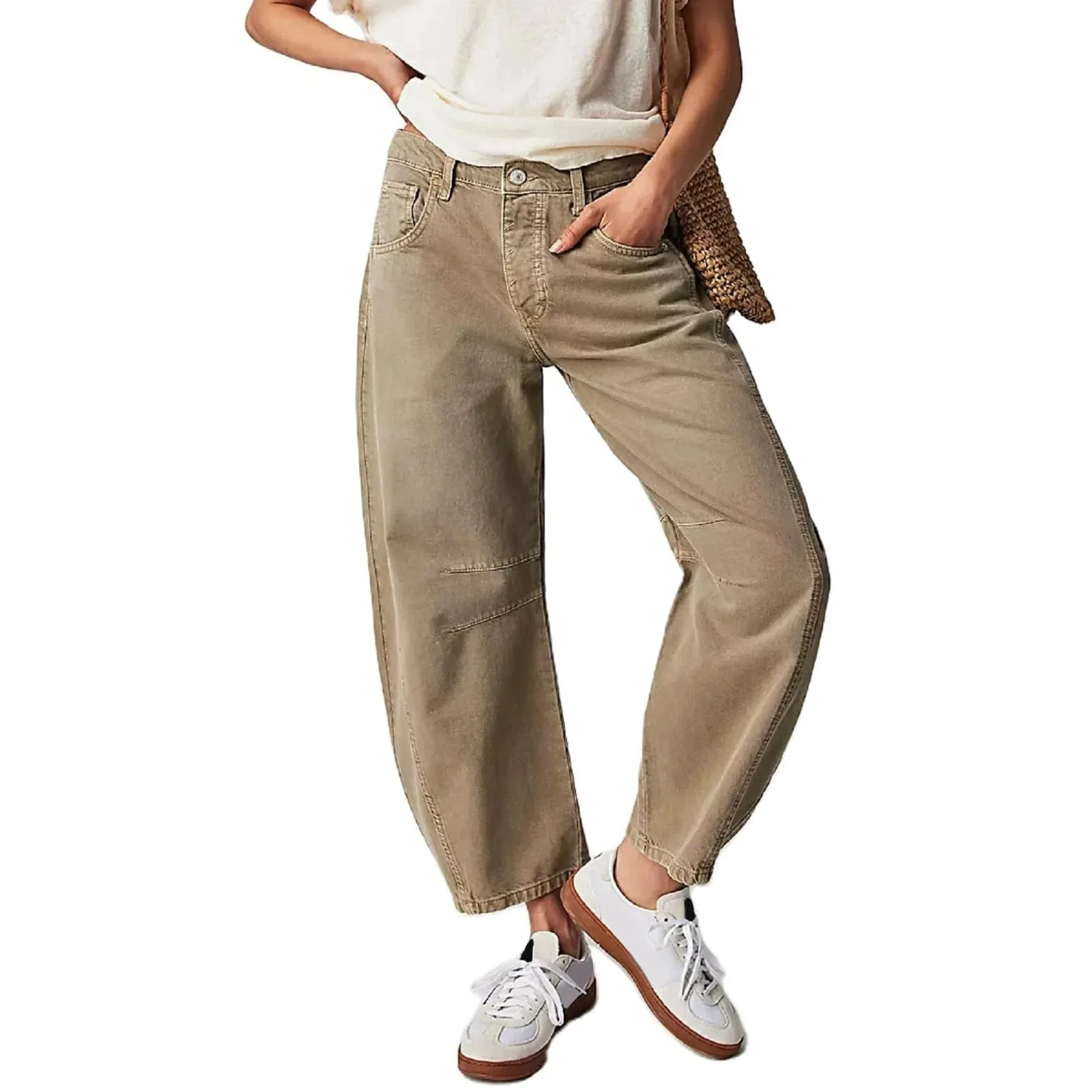 Aficas Mid-Rise Barrel Jeans