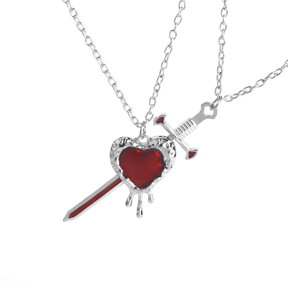 Gothic Heart and Sword Necklace