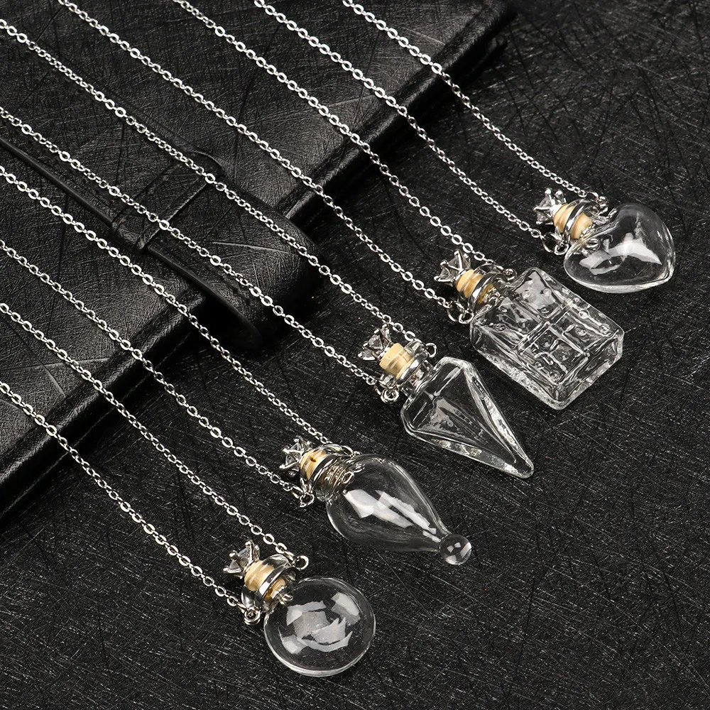 Clear Heart Bottle Essential Oil Pendant