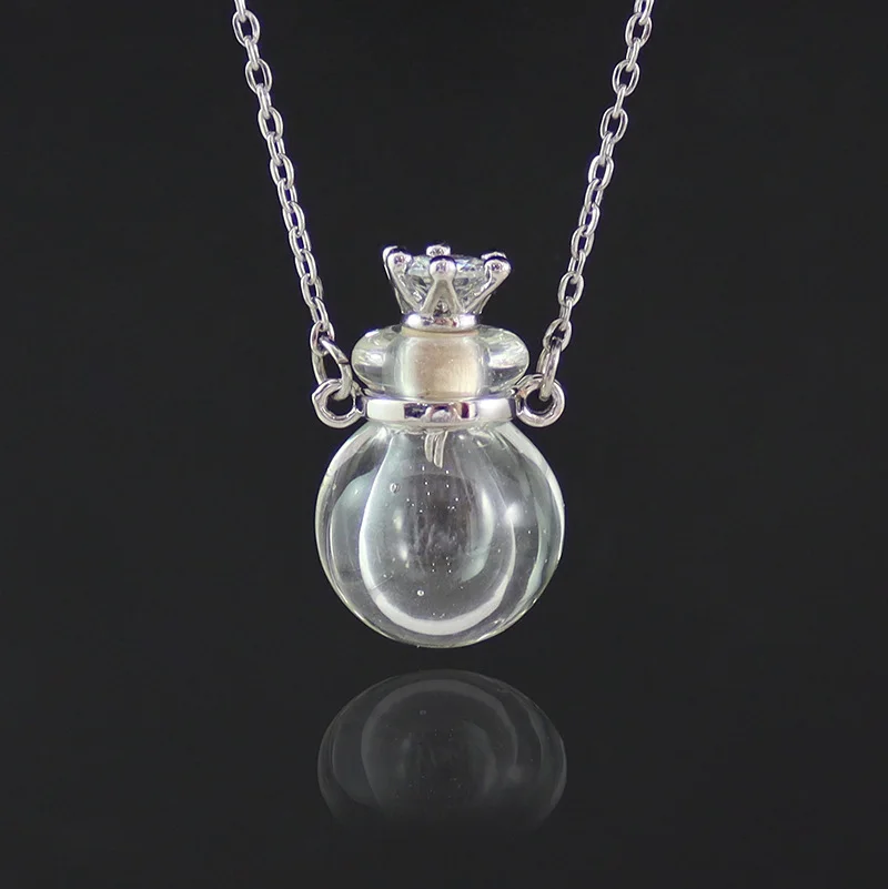 Clear Heart Bottle Essential Oil Pendant