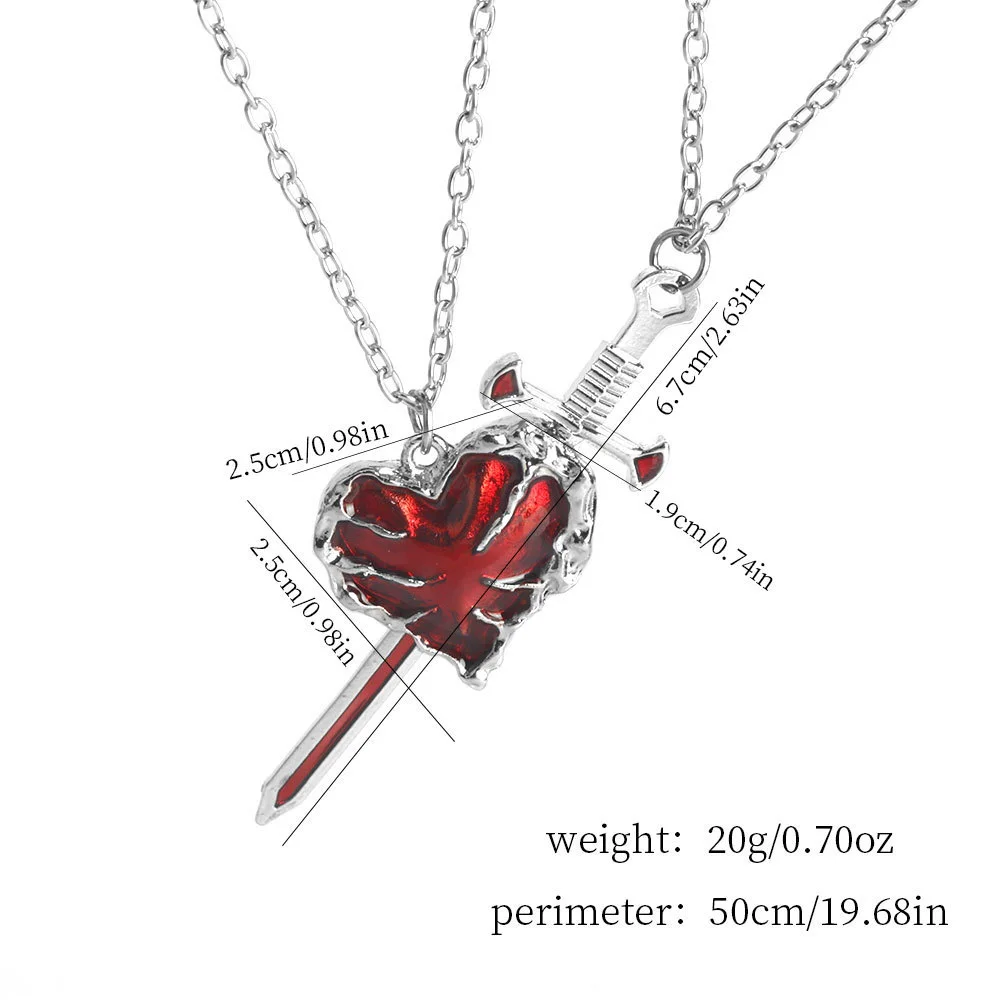 Gothic Heart and Sword Necklace