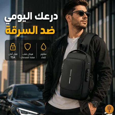 شنطة كتف BANGE المضادة للسرقة بقفل أمان ومنفذ USB مقاومة للماء