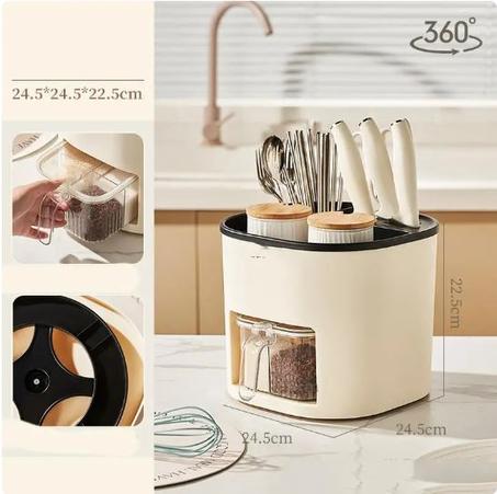 دلو تخزين أدوات المطبخ وصندوق بهارات في نفس الوقت