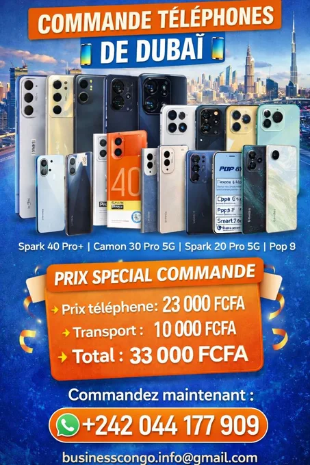 COMMANDE TÉLÉPHONES DE CAMON DE  DUBAÏ