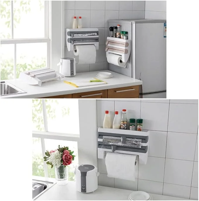 حامل ورق المطبخ والألمنيوم  3 في 1 لتنظيم مثالي