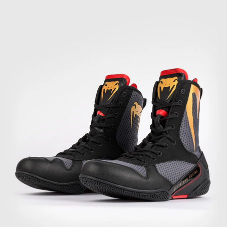 Venum Elite Boxing Shoes - Storm Grey / Gold