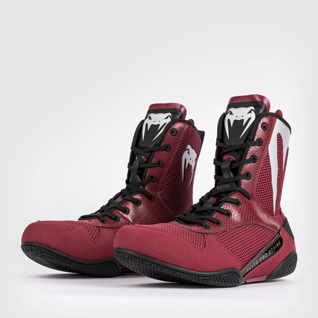 Venum Elite Boxing Shoes - Burgundy / Silver
