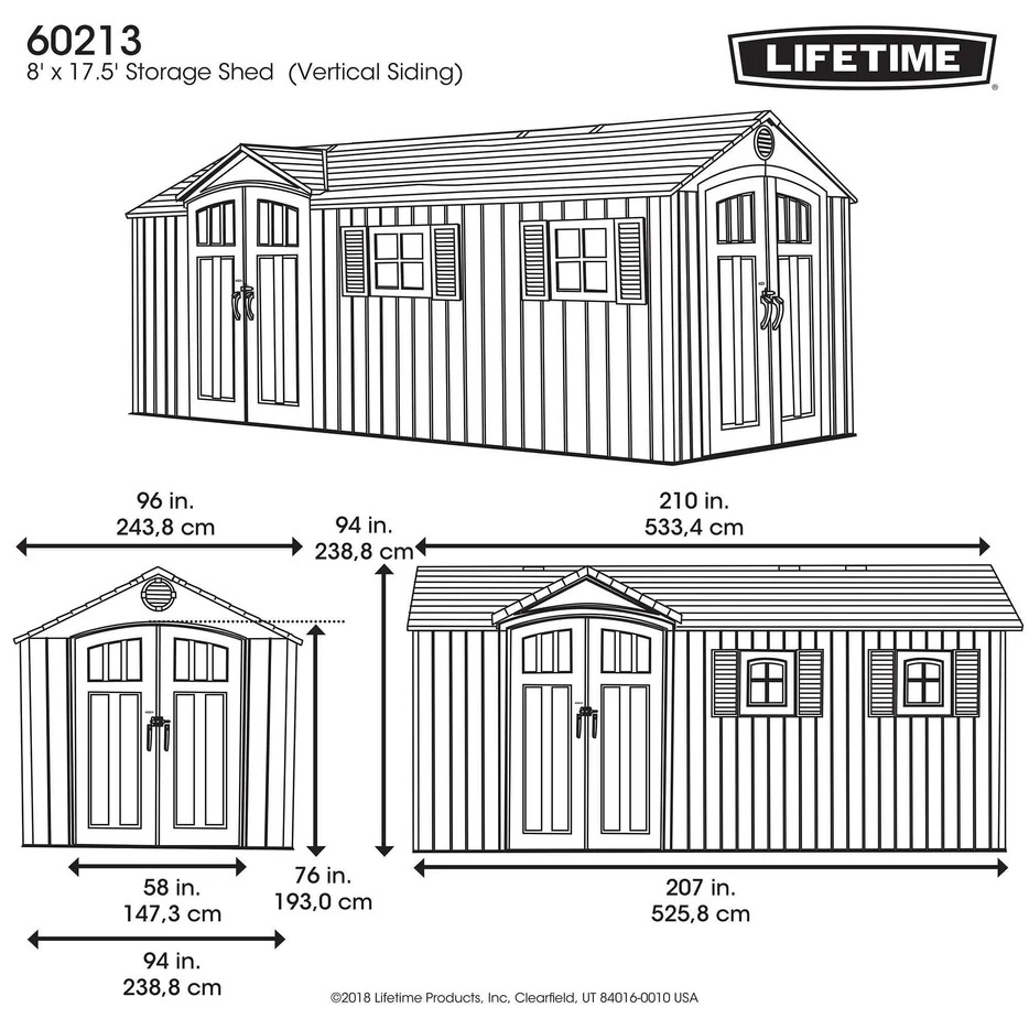 lifetime 17.5 Ft. X 8 Ft. Outdoor Storage Shed - 60213