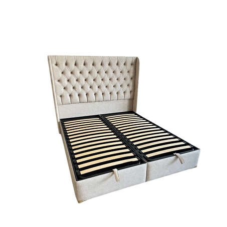 Sommier à lattes capitonnée beige