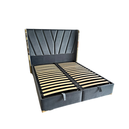 Sommier avec rangement et Tête de lit accoudoir