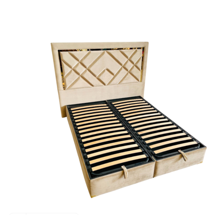 Sommiers avec rangement et Tête de lit Motif Dorée