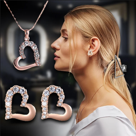 Fashion Heart & Necklace Gold