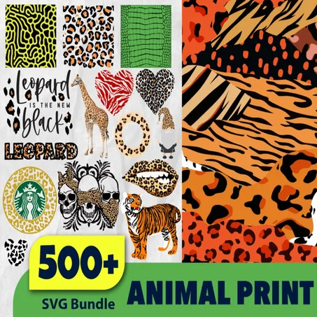 ANIMAL PRINT SVG BUNDLE 500+