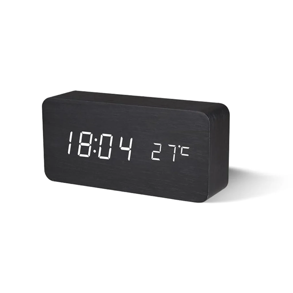 ساعة رقمية ام دي اف أسود - 10 × 15 × 7 سم