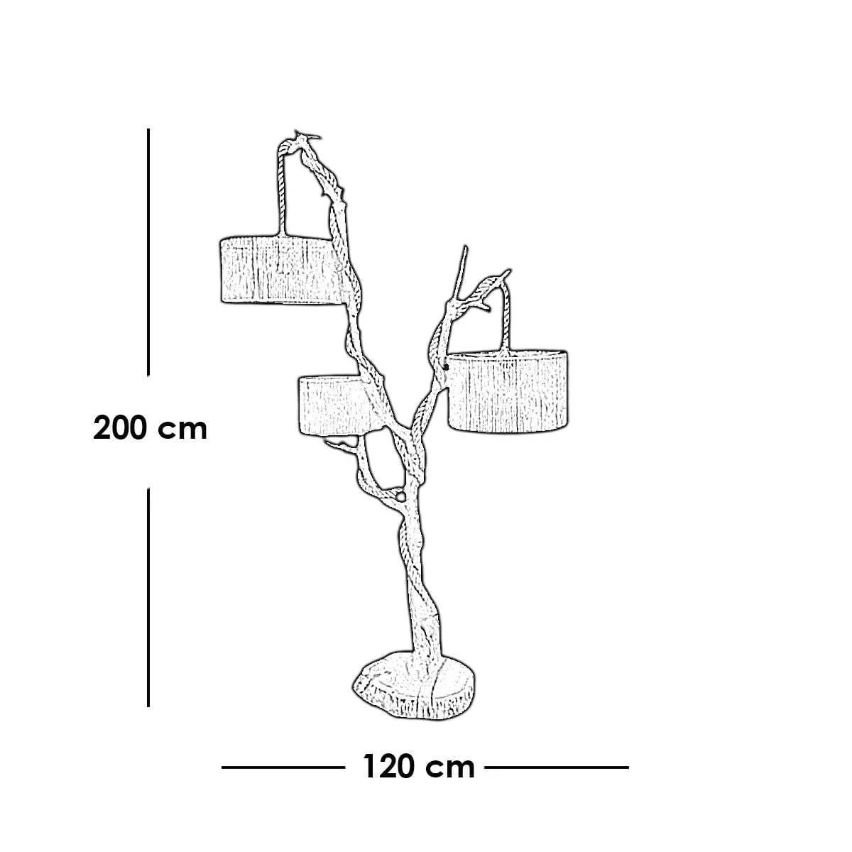 مصباح أرض خشب طبيعي بيج - 45×120×200 سم
