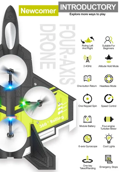 طائرة ألعاب تعمل بالتحكم عن بُعد 2.4 جيجاهرتز – طائرة مقاتلة فوم EPP للأطفال