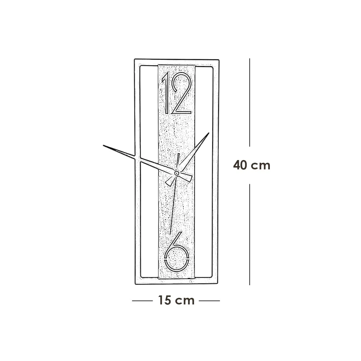 ساعة حائط ام دي اف بني و أسود - 15×40 سم