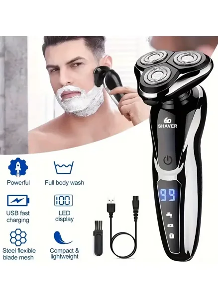 حلاقة كهربائية للرجال 3 في 1 – شحن USB ولحية وأنف