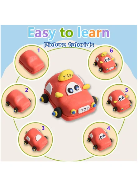 صلصال بلاستيسين 48 لون مع 3 أدوات نحت – صلصال يجف بالهواء للأطفال