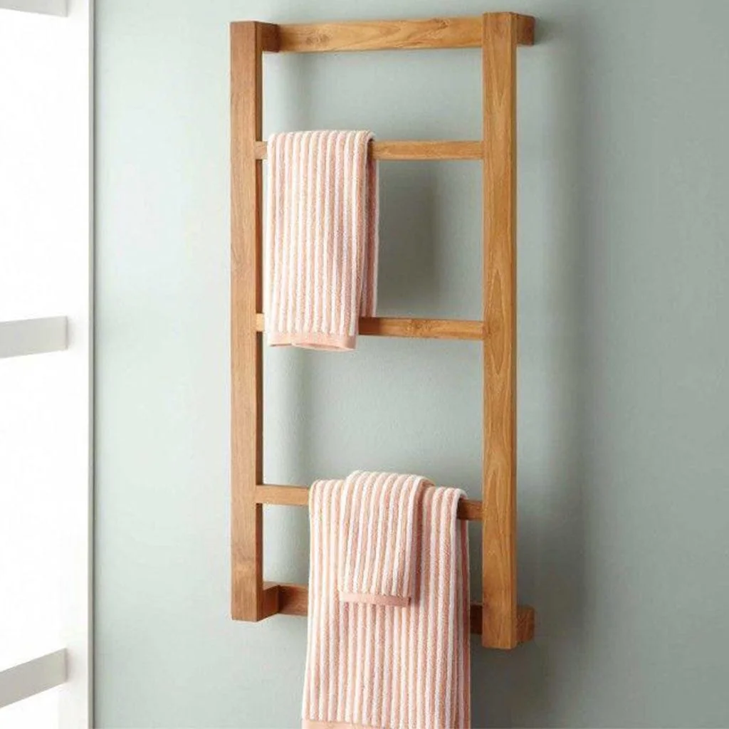 حامل فوط خشب عزيزى بيج - 100×40×13 سم