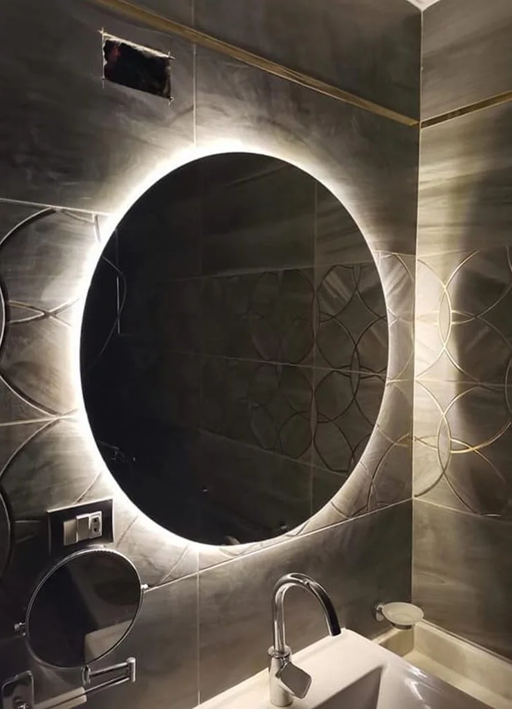 طقم مرايا زجاج و خشب ام دي اف قطعتين - ذهبي