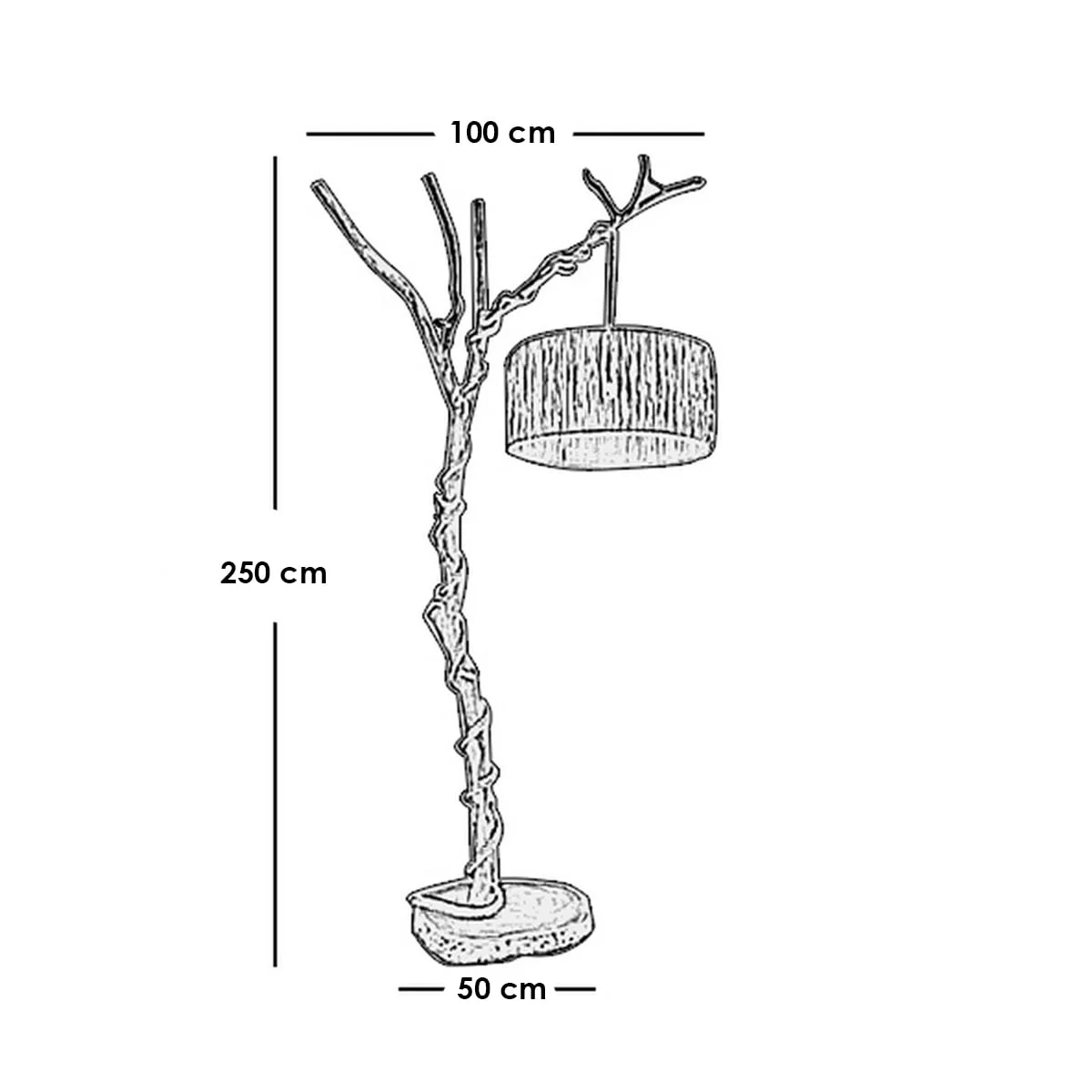 مصباح ارض خشب طبيعي و راتان بيج - 100× 50×250 سم