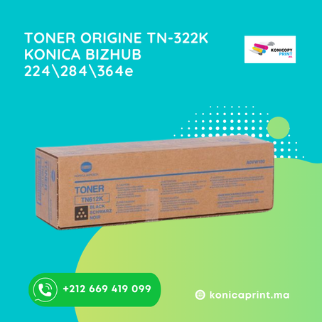 TONER ORIGINE TN-322K KONICA BIZHUB 224\284\364e