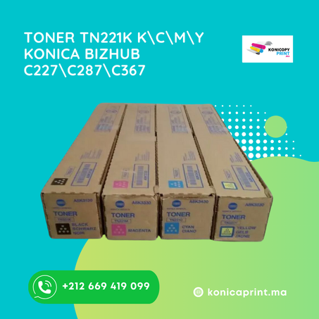 TONER TN221K K\C\M\Y KONICA BIZHUB C227\C287\C367