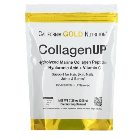 California Gold Nutrition, CollagenUP®, Peptides de collagène marin hydrolysé à l'acide hyaluronique et à la vitamine C, Non aromatisés, 206 g