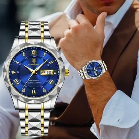ساعة POEDAGAR الرجالية الفاخرة