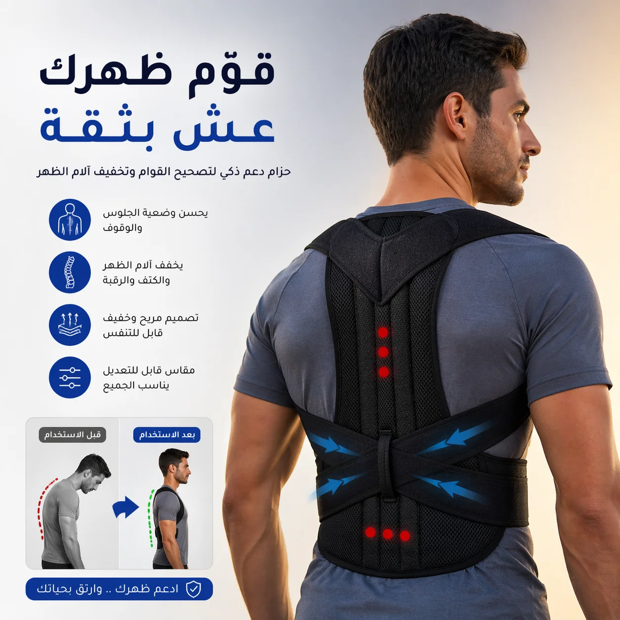 حزام الكتف لدعم الظهر مصحح الظهر للرجال والنساء