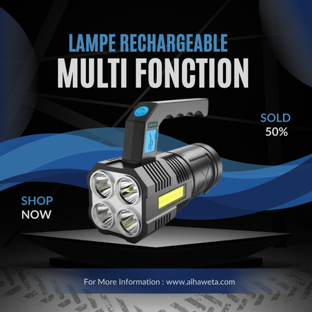 مصباح يدوي قابل لإعادة الشحن متعدد الوظائف مصباح محمول