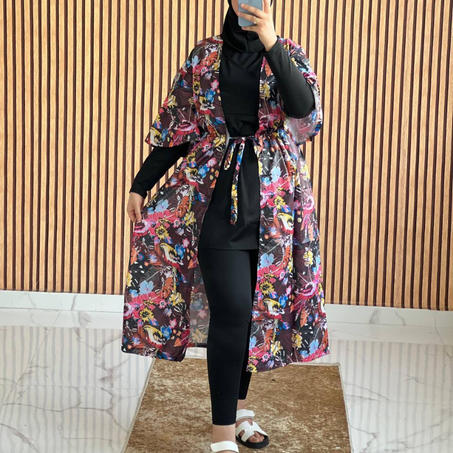 Burkini 4 pièces – Élégance Florale & Confort Total