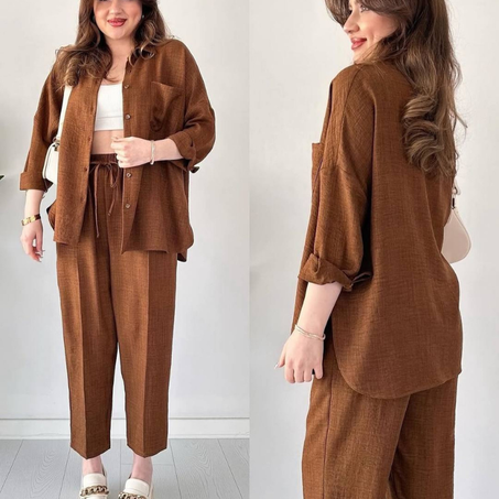 Ensemble 2 Pièces en Crêpe Froissé