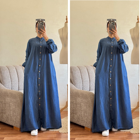 ✨ Robe longue en jean boutonnée – Élégance décontractée & confort absolu ✨