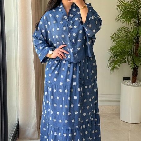 Ensemble 2 pièces – Chemise oversize en jean brodé