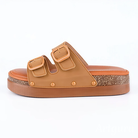 SANDALE PLATE MARRON