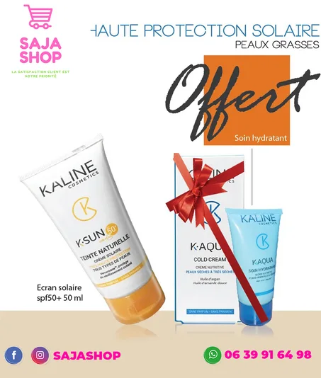 KALINE K-SUN écran solaire Couvrant spf 50+ (K-AQUA 50ml GRATUIT)
