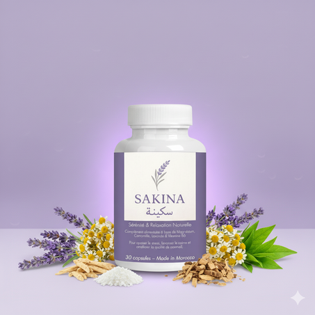 Sakina – سكينة | Complément Naturel Anti-Stress & Sommeil | Magnésium & Plantes | Maroc