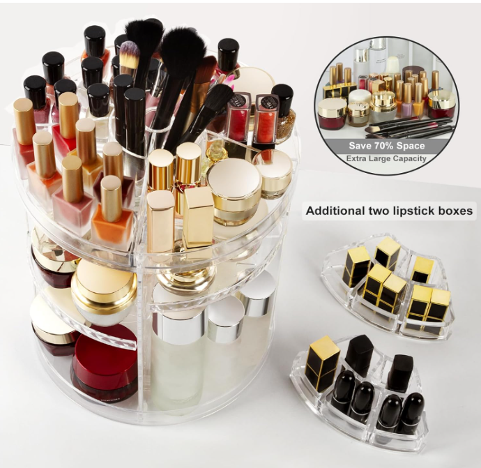 Organisateur de Maquillage Rotatif 360° – Rangement Cosmétique Élégant