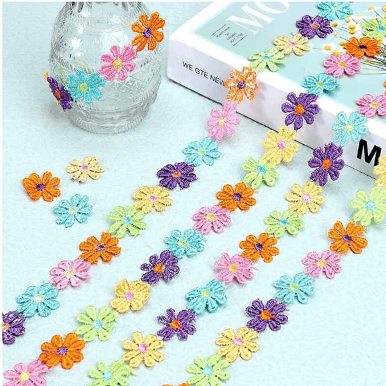 Dantela florala, Poliester, 1 m, Multicolor